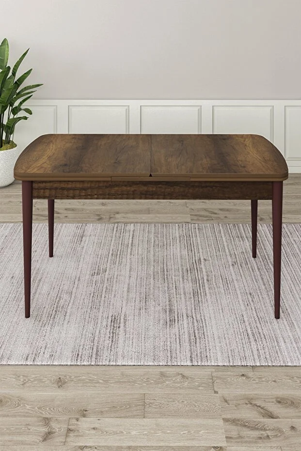 Enya Serisi 80x132 Açılabilir Barok Ahşap Desen Masa Takımı ve 6 Cappucino Sandalye